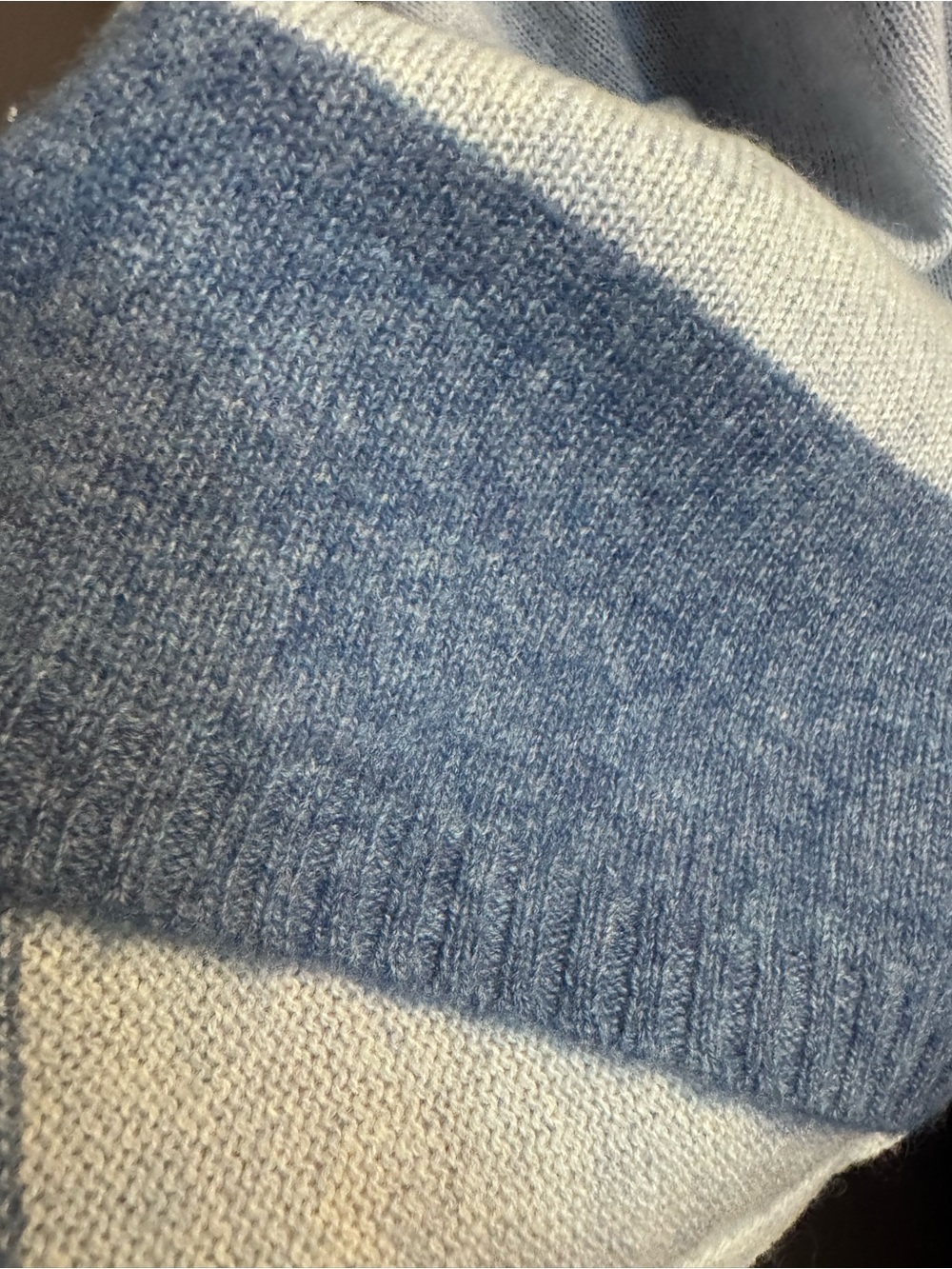 BERYLL 100% Cashmere Colorblock Poncho Wrap Blue Gray Layers Quiet Luxury OS - Picture 15 of 17
